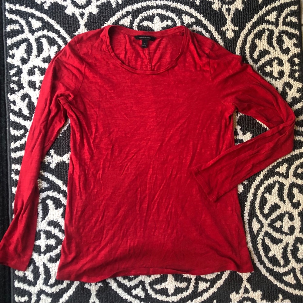 Banana Republic Soft Red Long-Sleeve Tee, Size S